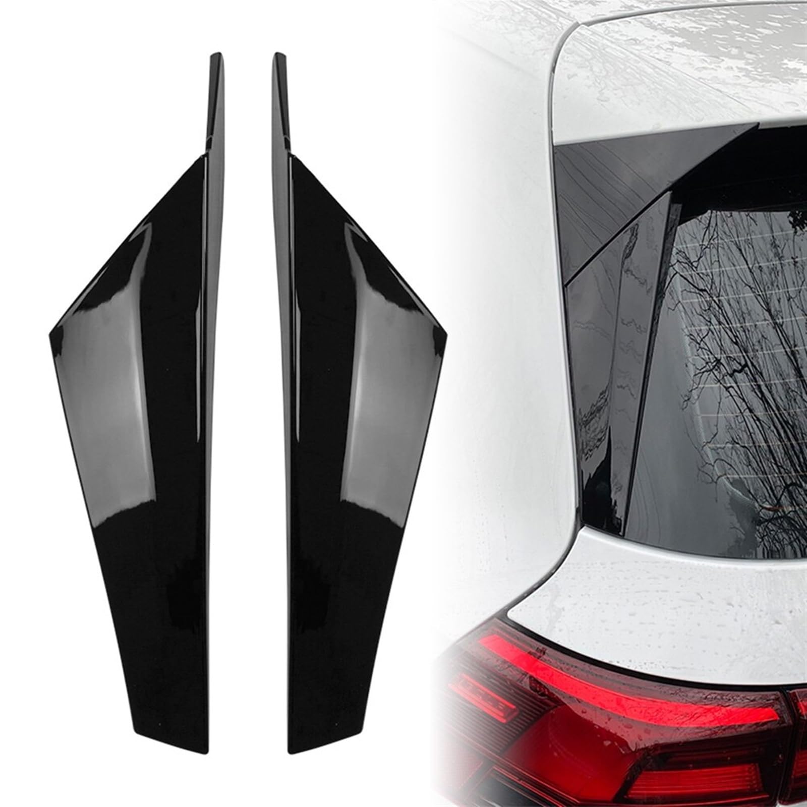 DEMULAX for Golf, for 8 MK8 2020–2021, Auto-Heckfenster-Spoiler, Seitenflügel-Zierabdeckung, Dekoration, Kohlefaser/Glanzschwarz Seitenflügel-Heckspoiler(Gloss Black) von DEMULAX