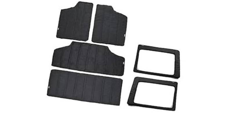 DEMULAX for Jeep, for Wrangler JK 2012-2017 Autodach Hardtop Wärmedämmung Baumwolle Schall Wärmedämmung Pad Innenausstattung Motor-Hitzeschildpolster(Black 4 Door 6 Pcs Black) von DEMULAX