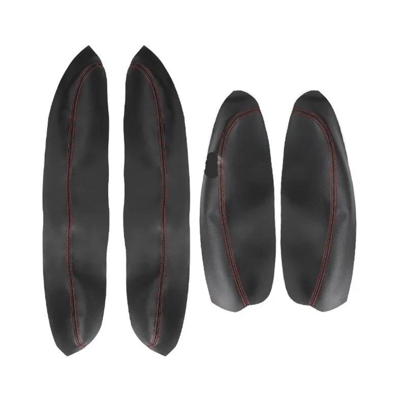 DEMULAX for Peugeot, for 307 2004-2011 2012 2013 NUR 3 TÜREN Autozubehör Innentür Armlehnenverkleidung Mikrofaser-Lederbezug Dekor Kfz-Türverkleidung(4pcs,Black) von DEMULAX