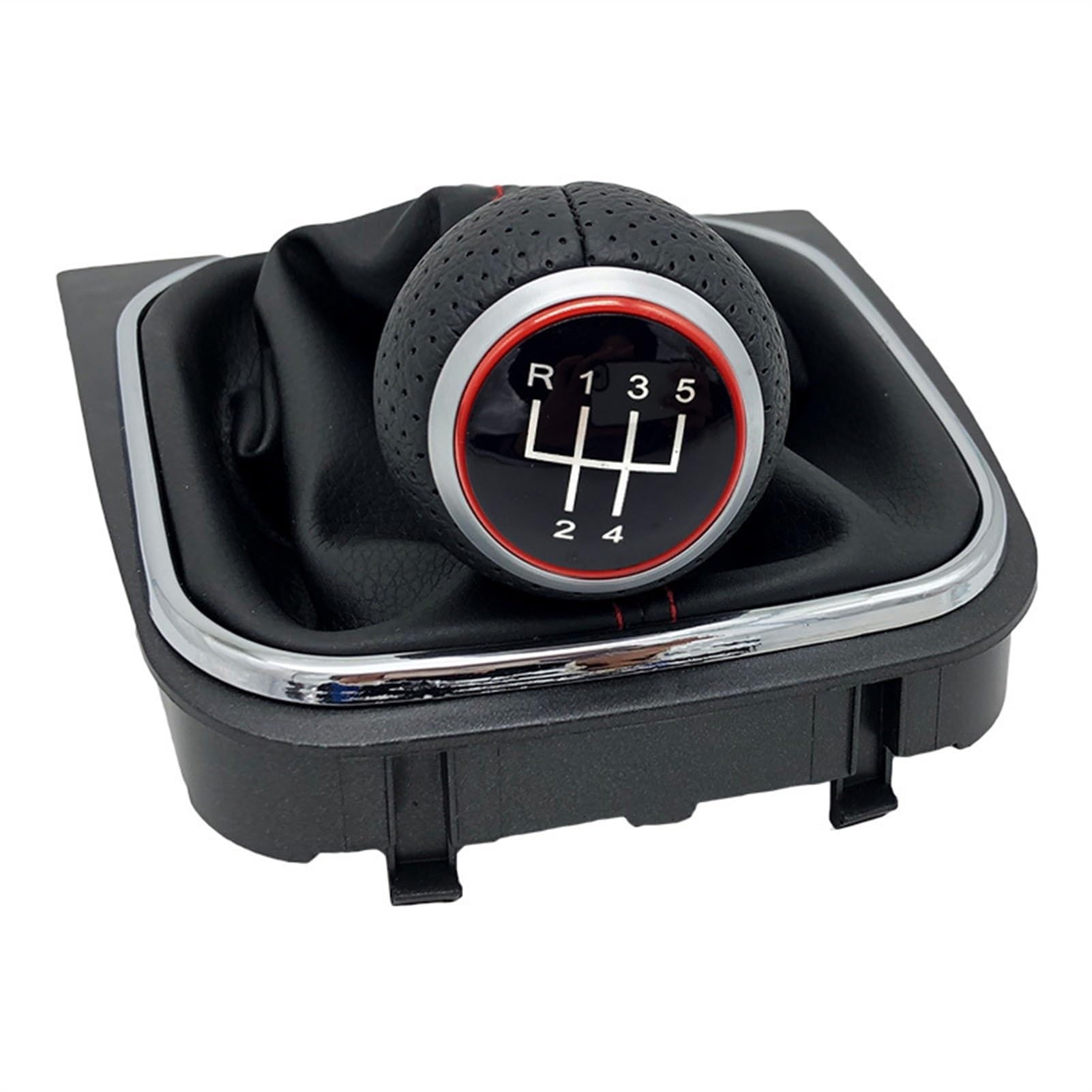 DEMULAX for VW, for Golf 5 MK5 R32 GTI 2004 2005 2006 2007 2008 2009 Auto-Schalthebel-Niveau-Schaltknauf mit Ledermanschettengehäuse-Kragen Schaltknauf mit Ledermanschetten-Schalthebel-Gamaschenkrag von DEMULAX