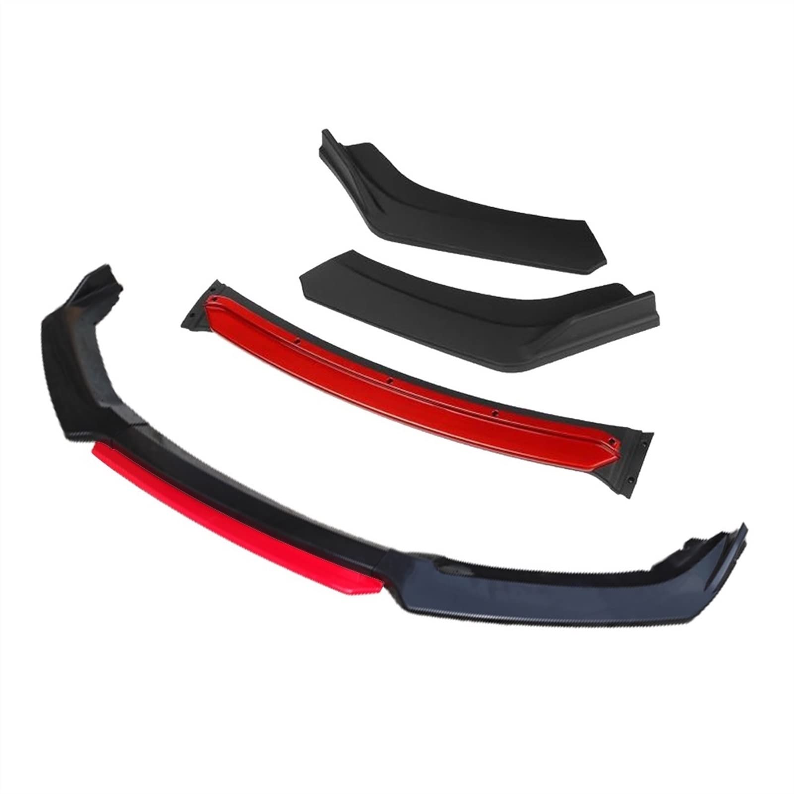 DEMUR 3 Stück Auto Frontstoßstange Lippensplitter Diffusor Lip Body Kit Spoiler Stoßstangen, for Hyundai, for Elantra, 2000–2020, Schwarz Frontstoßstangensplitter(4pcs+Red) von DEMUR