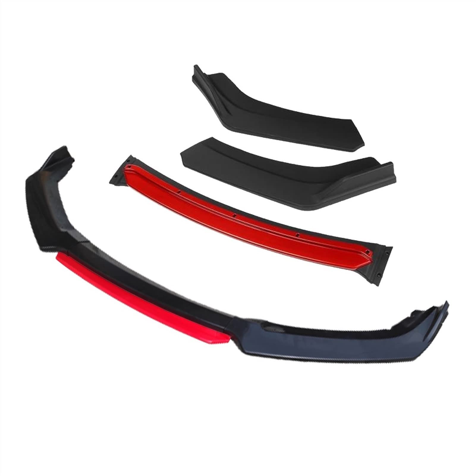 DEMUR 3 Stück Autozubehör Frontstoßstange Lippensplitter Diffusor Lip Body Kit Spoiler Stoßstangen, for Toyota, for Corolla, 2009 2014, Schwarz Frontstoßstangensplitter(4pcs+Red) von DEMUR