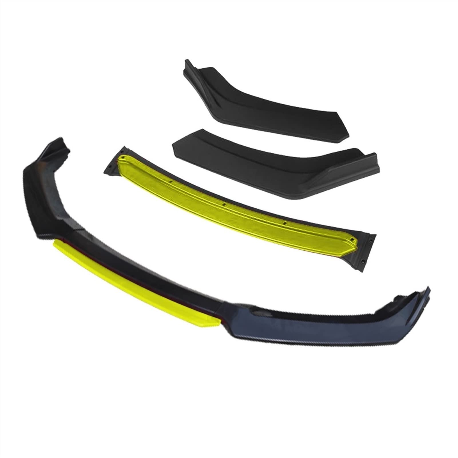 DEMUR 3 Stück Autozubehör Frontstoßstange Lippensplitter Diffusor Lip Body Kit Spoiler Stoßstangen, for Toyota, for Corolla, 2009 2014, Schwarz Frontstoßstangensplitter(4pcs+Yellow) von DEMUR