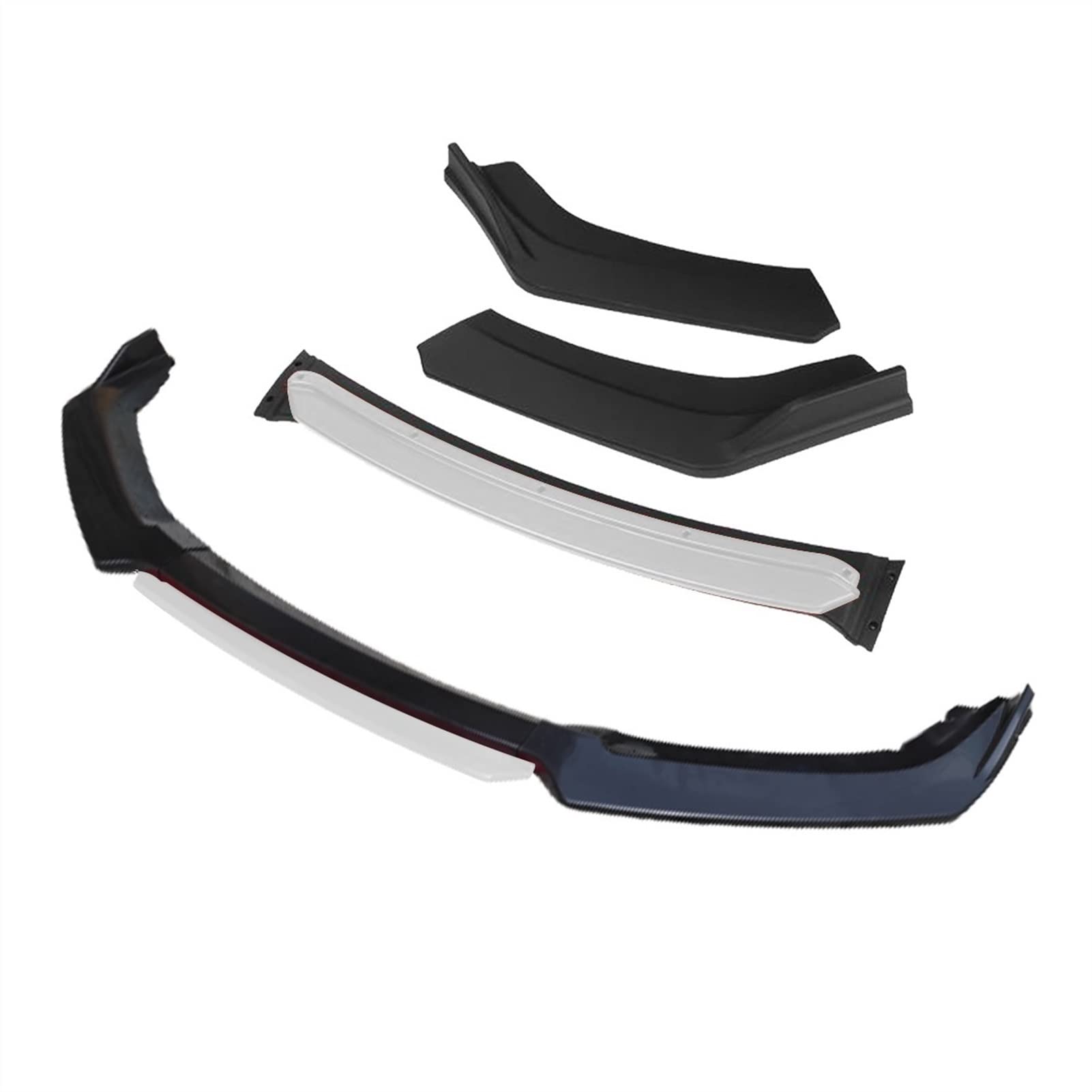 DEMUR 3-teiliges Zubehör, Auto-Frontstoßstangen-Lippensplitter, Diffusor-Lippenkörper-Kit, Spoiler-Stoßstangen, for Hyundai, for Elantra, 2016 2019, Schwarz Frontstoßstangensplitter(4pcs+White) von DEMUR