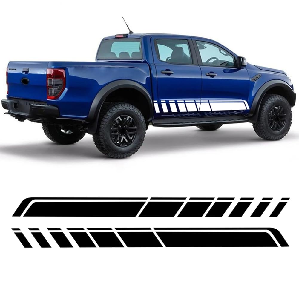 2 Pcs Racing Sport Car Door Side Stripes Skirt Sticker Vinyl Body Decal,for Ford F150 Raptor Ranger T6 T7 Wildtrak Accessories von DENGFEN