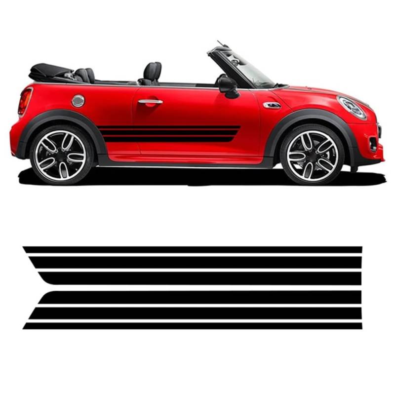 2 Pcs Racing Sport Door Side Stripes Skirt Sticker Decal,for Mini Cooper S One R50 R52 R53 R56 R57 F55 F56 F57 JCW Accessories von DENGFEN