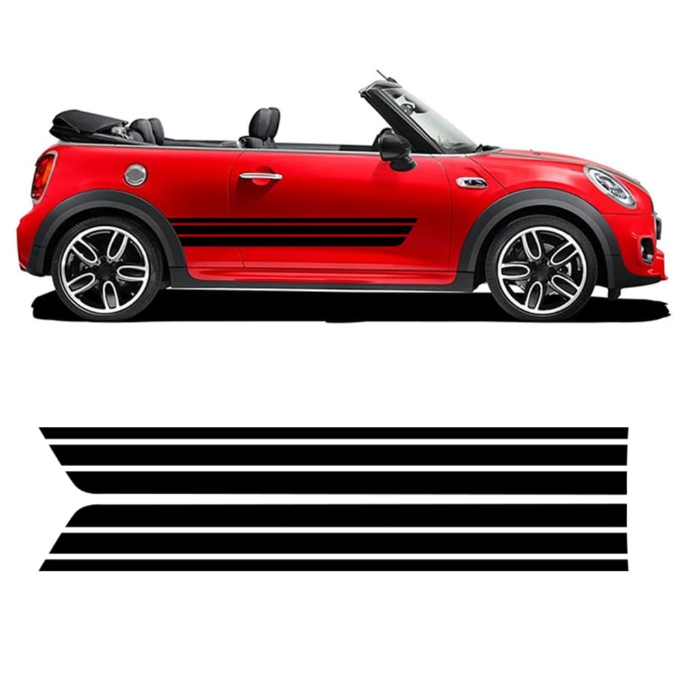 2 Pcs Racing Sport Door Side Stripes Skirt Sticker Decal,for Mini Cooper S One R50 R52 R53 R56 R57 F55 F56 F57 JCW Accessories von DENGFEN