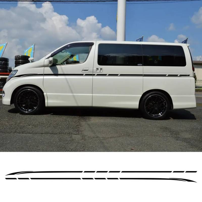 2 STÜCKE Auto Tür Seite Aufkleber Camper Van Streifen Grafik Tuning Auto Zubehör Vinyl Aufkleber, für Nissan Elgrand E50 E51 E52 2.5 von DENGFEN