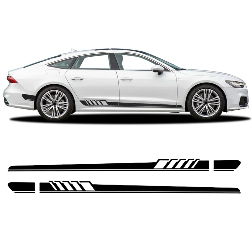 2 Stück Auto Tür Seite Racing Streifen Rock Aufkleber Körper 5D Kohlefaser Vinyl Aufkleber, für Audi A7 Sportback S7 RS7 Zubehör von DENGFEN