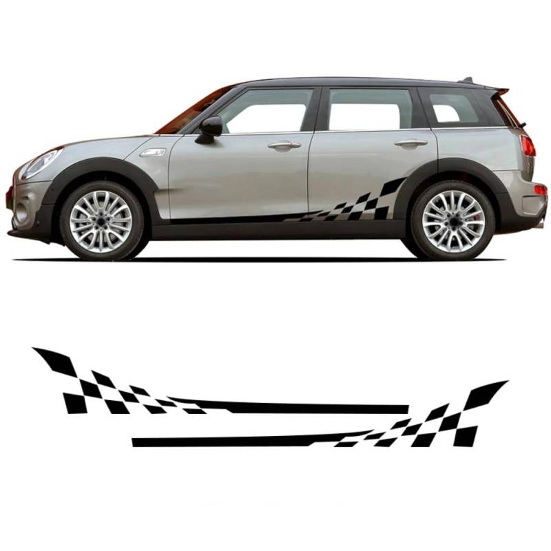 2 Stück Auto Tür Seitenstreifen Aufkleber Karierte Rock Karosserie Grafik Aufkleber, für Mini Cooper Clubman F54 R55 One S JCW Zubehör von DENGFEN