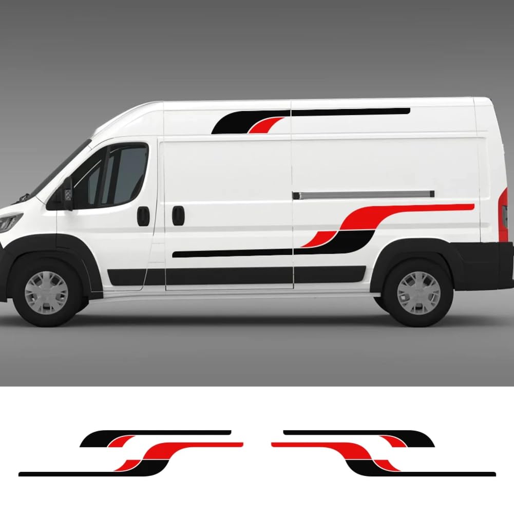 4 STÜCKE Auto Seite Lange Streifen Grafik Aufkleber, für Peugeot Boxer, für Citroen Jumper, für Ducato Auto Zubehör Vinyl Film Aufkleber von DENGFEN