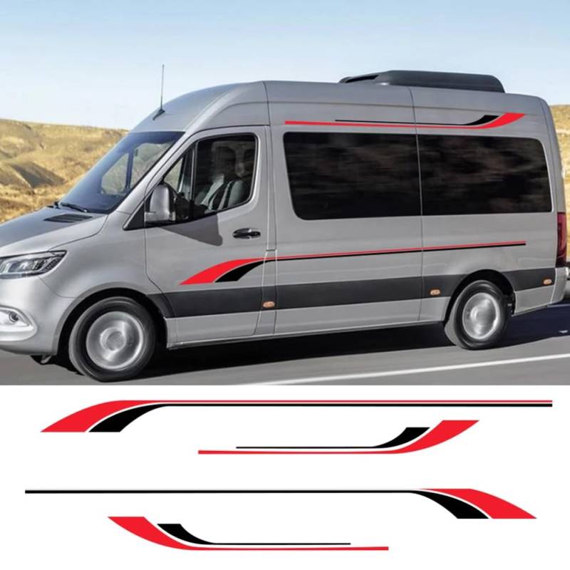 4pcs Auto Lange Streifen Aufkleber, für Mercedes Benz Sprinter W906 W903 Tuning Zubehör Camper Van Wohnmobil Auto Vinyl Aufkleber von DENGFEN