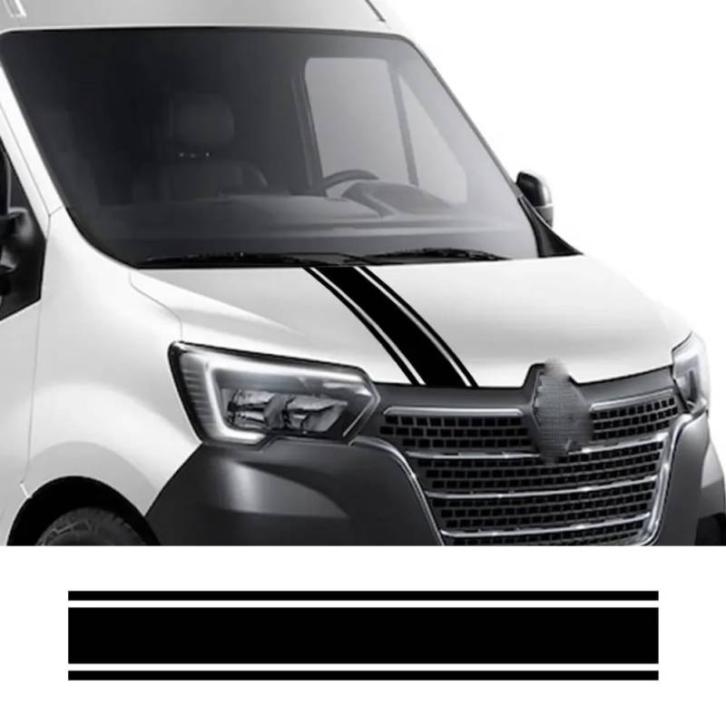 Auto Motorhaube Aufkleber, für Renault Master 2 3 4 Van Camper Sport Streifen Motorabdeckung Grafik Vinyl Aufkleber Tuning Zubehör von DENGFEN