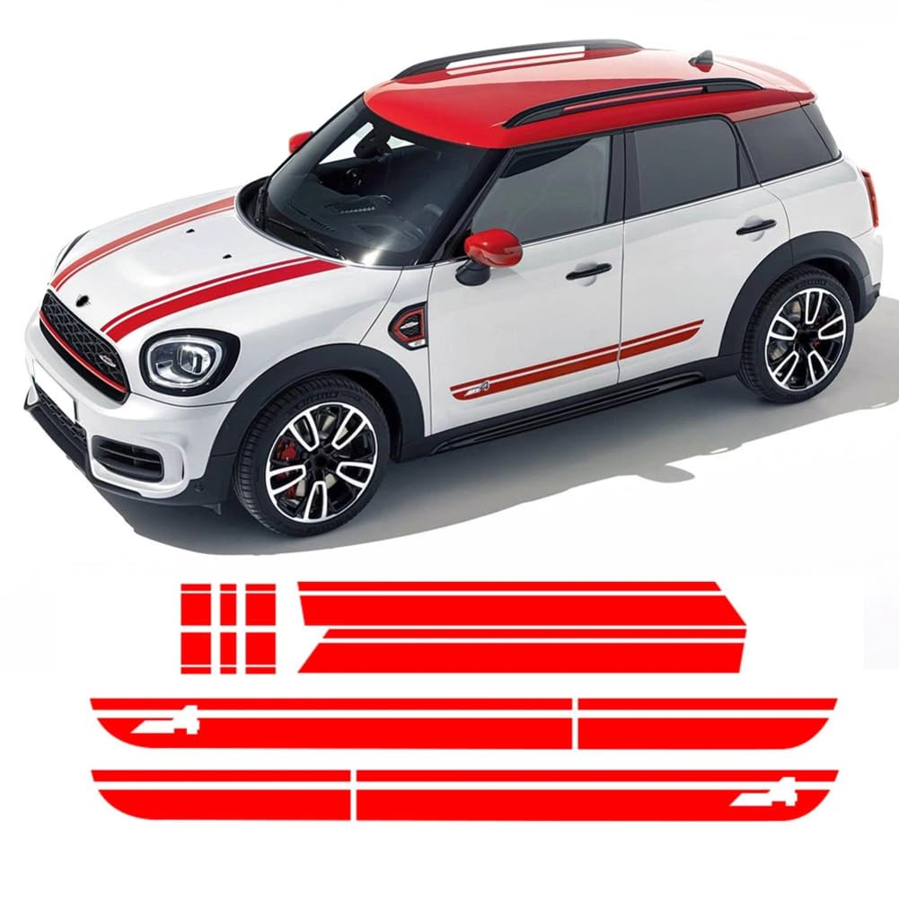 Auto Motorhaube Aufkleber Motorhaube Band Heck Kofferraum Body Kit Seitenstreifen Rock Aufkleber, für Mini Countryman F60 Cooper JCW Zubehör von DENGFEN