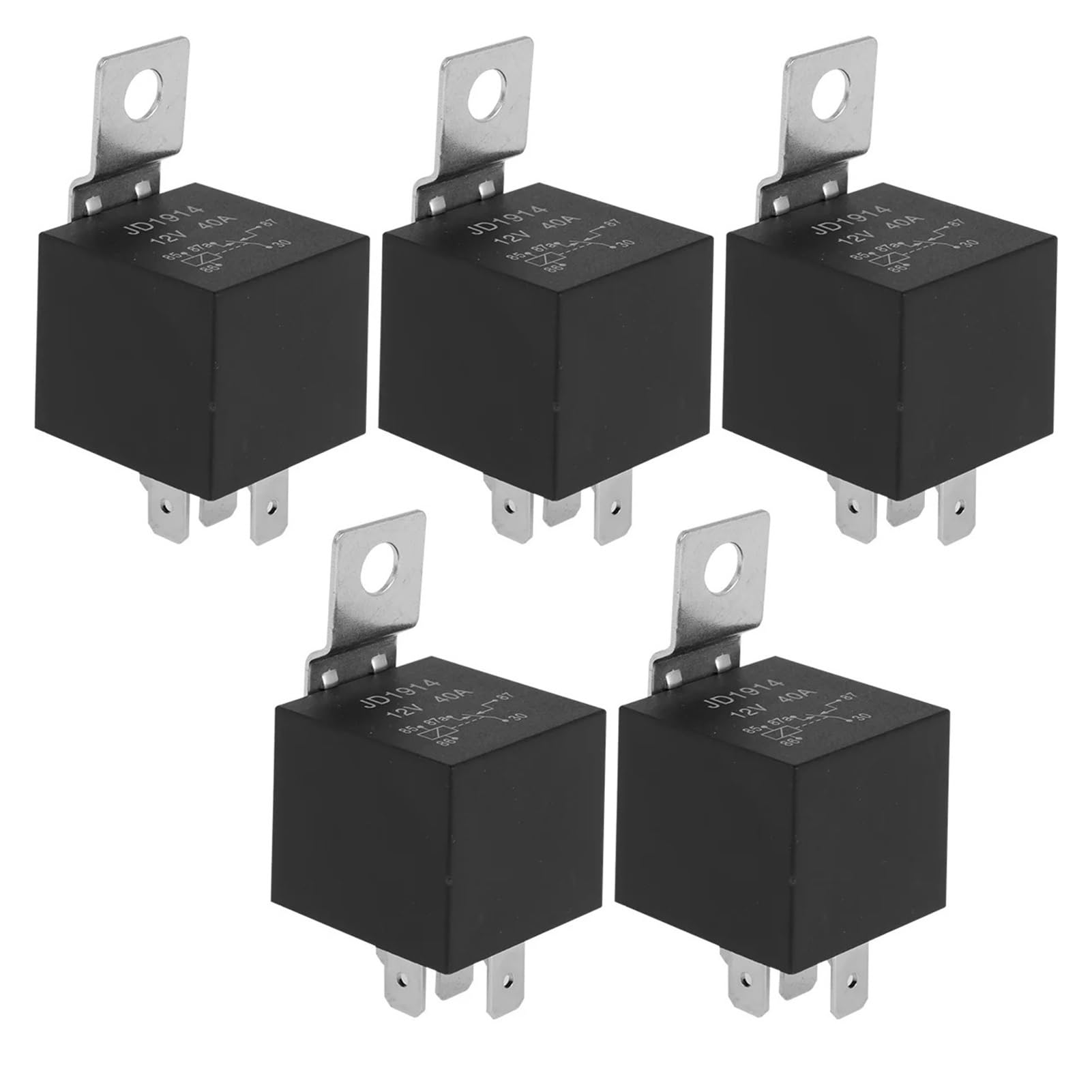 DENGFEN 5/10Pcs Wasserdichte Automotive Relais 12V 5pin 5P 40A Auto Relais Mit Schwarz Rot Kupfer terminal Auto Relais Mit Relais Sockel Schalter(5pcs) von DENGFEN