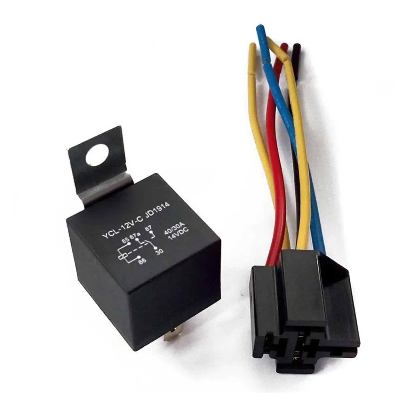 DENGFEN DC-12V Auto SPDT Automotive Relais 5 Pin 5 Drähte Auto Relais mit Kabelbaum Sockel 30/40 Amp mit schwarz rot Kupfer Terminal Auto Relais von DENGFEN