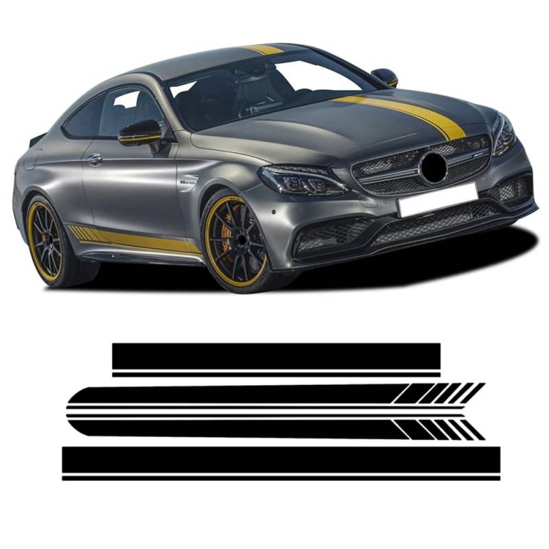 Side Stripes Skirt Sticker Hood Roof Trunk Body Kit Decal,for Mercedes Benz C Class W205 C63 C43 C205 A205 S205 von DENGFEN