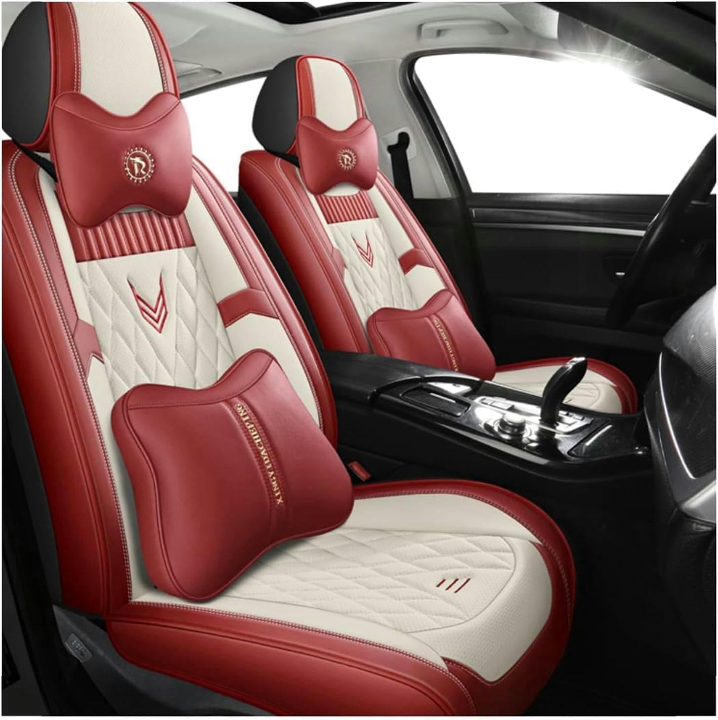 DENGFU Sitzbezüge Auto Autositzbezüge Universal Set für Audi A4 B9/A4 B9 allroad Avant/A5 B8 8T Cabriolet Sportback/A5 B9 Cabriolet Sportback Auto Zubehör,roter Luxus von DENGFU