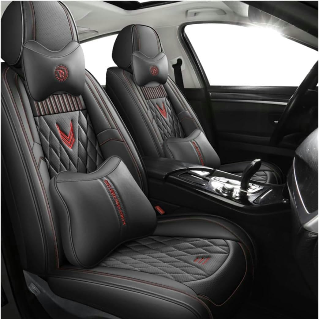 DENGFU Sitzbezüge Auto Autositzbezüge Universal Set für Audi TT TTS Q9 S1 SQ8 SQ2 SQ7 TT Offroad A2 A0 Q4 e-tron Concept e-tron GT Auto Zubehör,schwarz Luxus von DENGFU