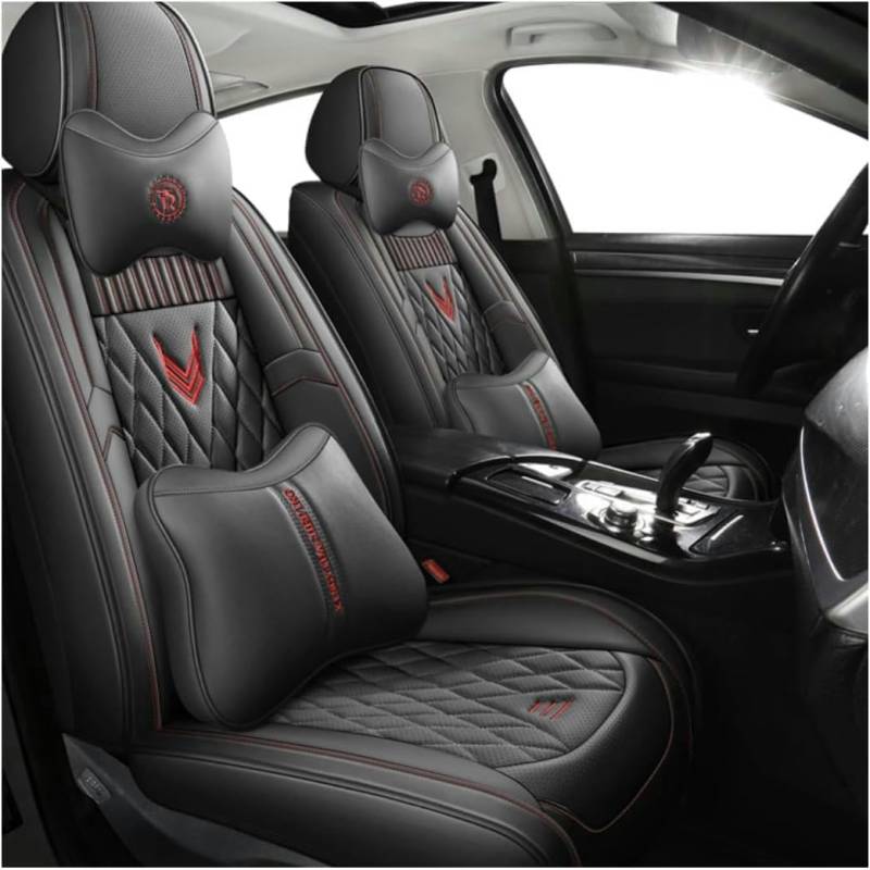 DENGFU Sitzbezüge Auto Autositzbezüge Universal Set für FIAT 500X Panda 500 Marea Palio Grande Punto Stilo UNO Tempra Tipo Auto Zubehör,schwarz Luxus von DENGFU