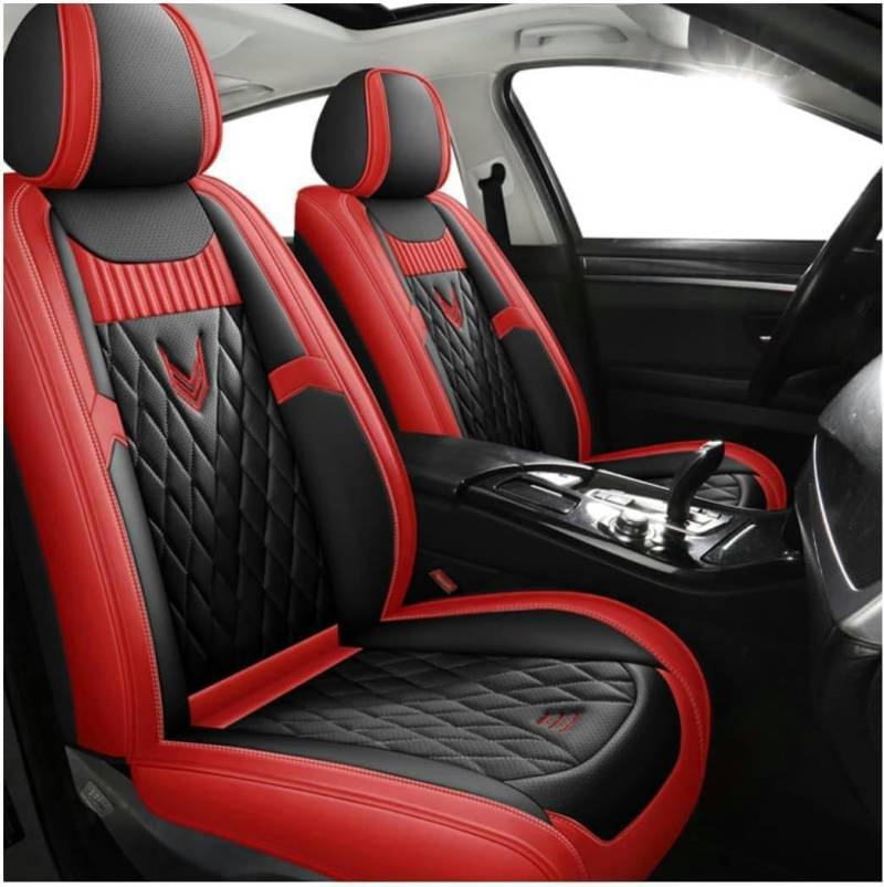 DENGFU Sitzbezüge Auto Autositzbezüge Universal Set für Land Rover Tutti i Modelli Rover Range Evoque Sport Freelander Discovery 3 4 5 Auto Zubehör,schwarz rot von DENGFU