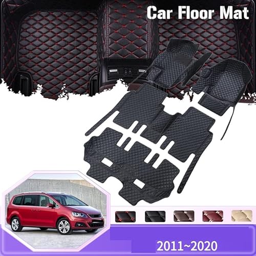 Autoteppich Auto-Fußmatten Für SEAT Für Alhambra 7N MK2 2011–2020, 7-Sitzer, Wasserdicht, Leder-Bodenmatte Fußmatten (Farbe : Braun) von DENGG