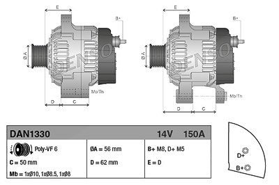 Denso Generator [Hersteller-Nr. DAN1330] für Alfa Romeo von DENSO