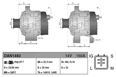 Denso Generator [Hersteller-Nr. DAN1483] für Lexus von DENSO