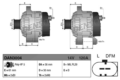 Denso Generator [Hersteller-Nr. DAN3004] für Audi, Skoda, VW von DENSO