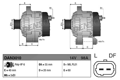 Denso Generator [Hersteller-Nr. DAN3010] für Dacia, Nissan, Renault von DENSO