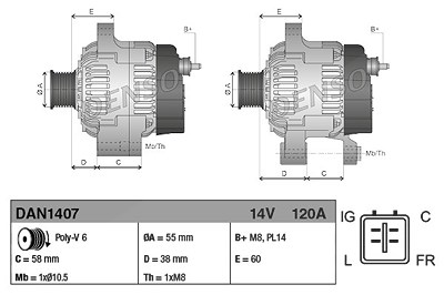 Denso Generator [Hersteller-Nr. DAN1407] für Jaguar von DENSO