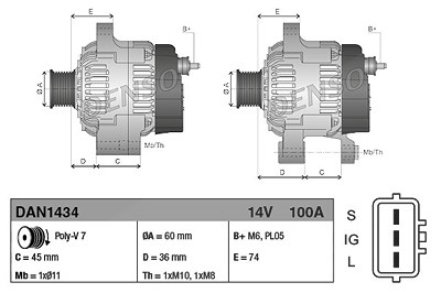 Denso Generator [Hersteller-Nr. DAN1434] für Toyota von DENSO