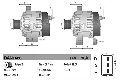 Denso Generator [Hersteller-Nr. DAN1488] für Opel, Isuzu von DENSO