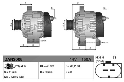 Denso Generator [Hersteller-Nr. DAN3006] für BMW von DENSO