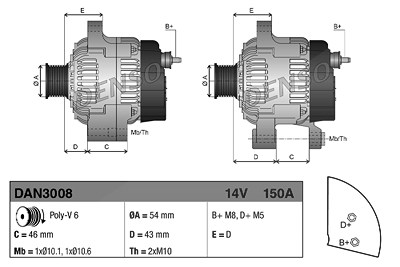 Denso Generator [Hersteller-Nr. DAN3008] für Fiat, Suzuki, Peugeot, Citroën, Lancia von DENSO