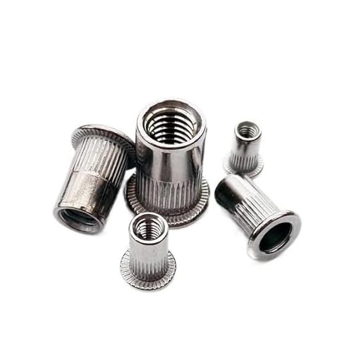 DEPYEE 20 Stück M3 M4 M5 M6 M8 304 Edelstahl Kohlenstoffstahl Aluminium Flachkopf Blindnietmutter Einsatz Rivnut Nutsert for Schraubbolzen(Stainless Steel M5) von DEPYEE