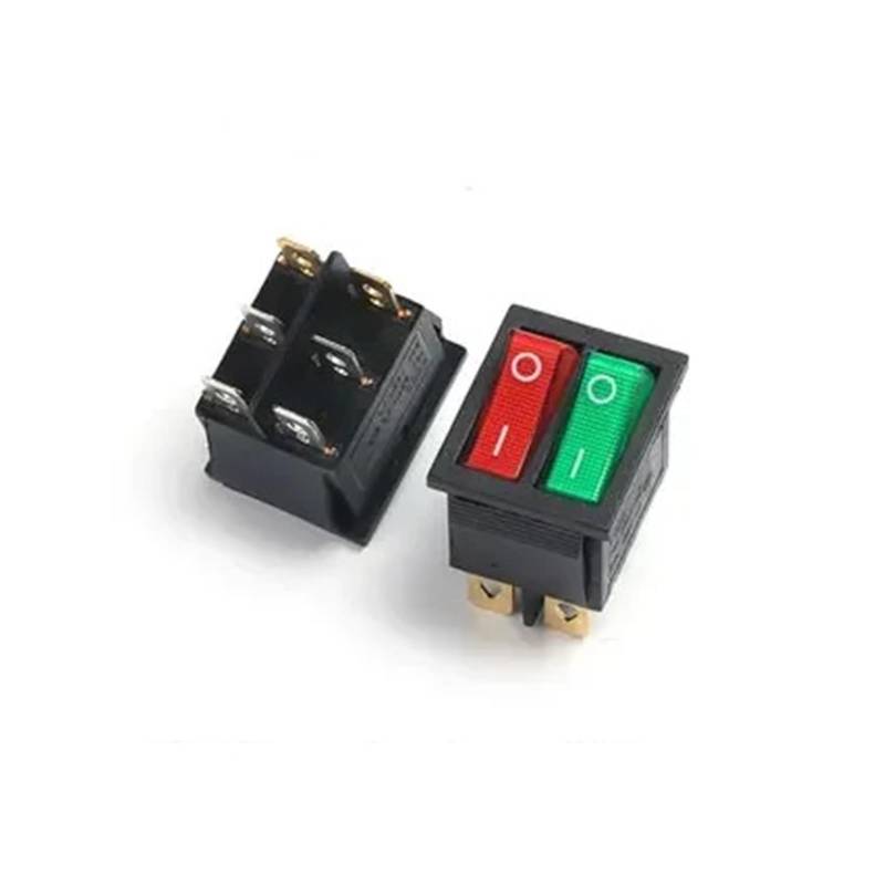 1/5pcs KCD4 Rocker Switch ON-OFF/ON 2/3 Position 4/6PIN Electrical equipment With Light Power Switch Switch 16A 250V/20A 125VAC DERYLFGND(Double Light,One Size) von DERYLFGND