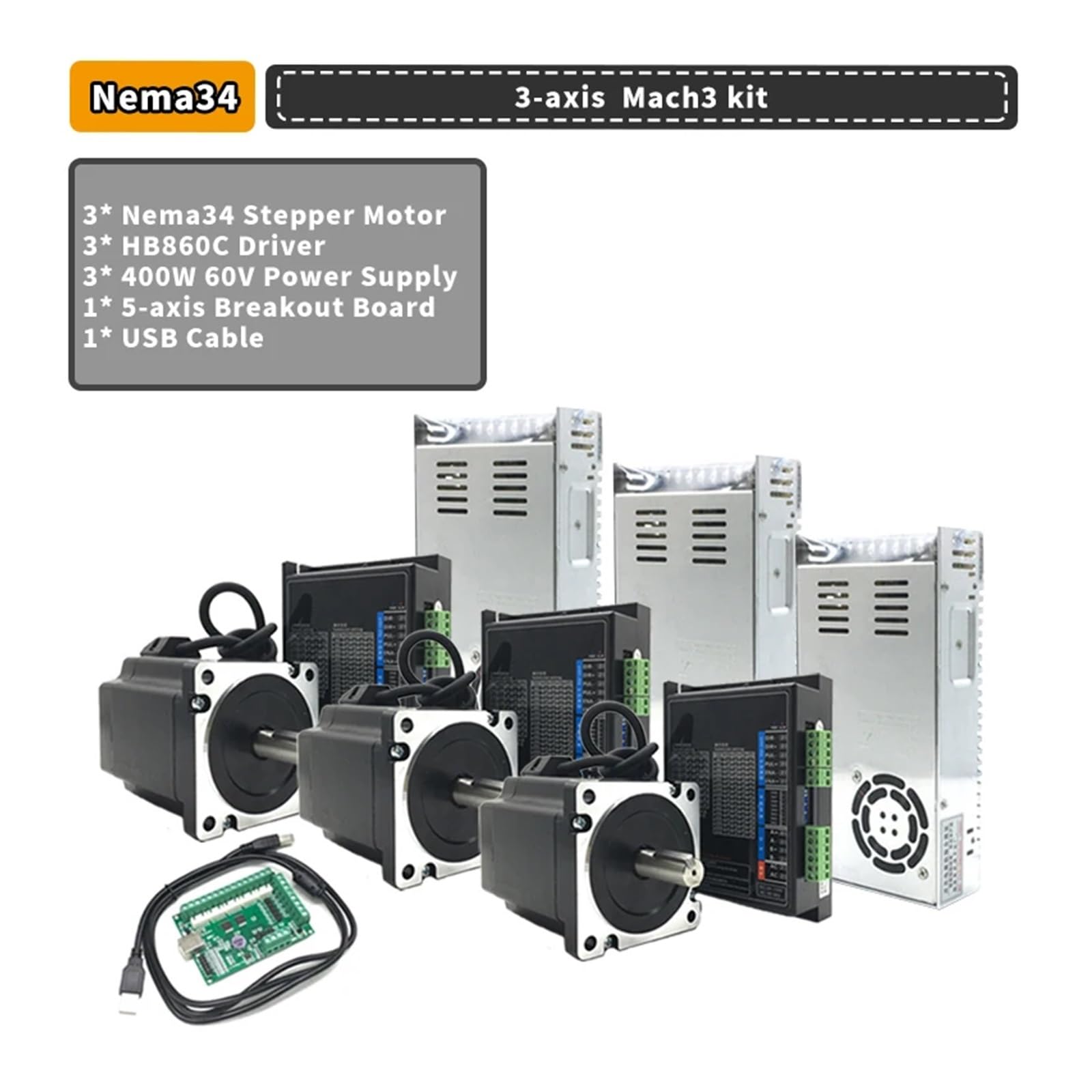 1-3 Axis Nema34 Stepper electronic starter Drive Power Supply Controller Kit 4.5/8.5/12NM 86mm 6A & Mach3/Offline Controller for CNC Router DERYLFGND(3-axis Mach3 kit,12Nm Stepper Motor) von DERYLFGND