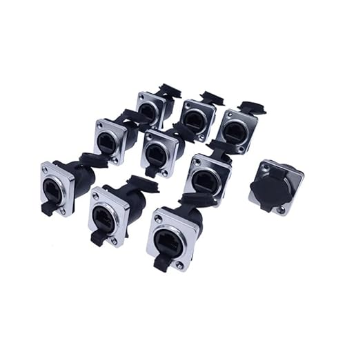 10 piece RJ45 Waterproof IP65 Network Connector with Rubber cover 8p8c D type Panel Socket RJ45 Connector DERYLFGND(10xAngle socket) von DERYLFGND