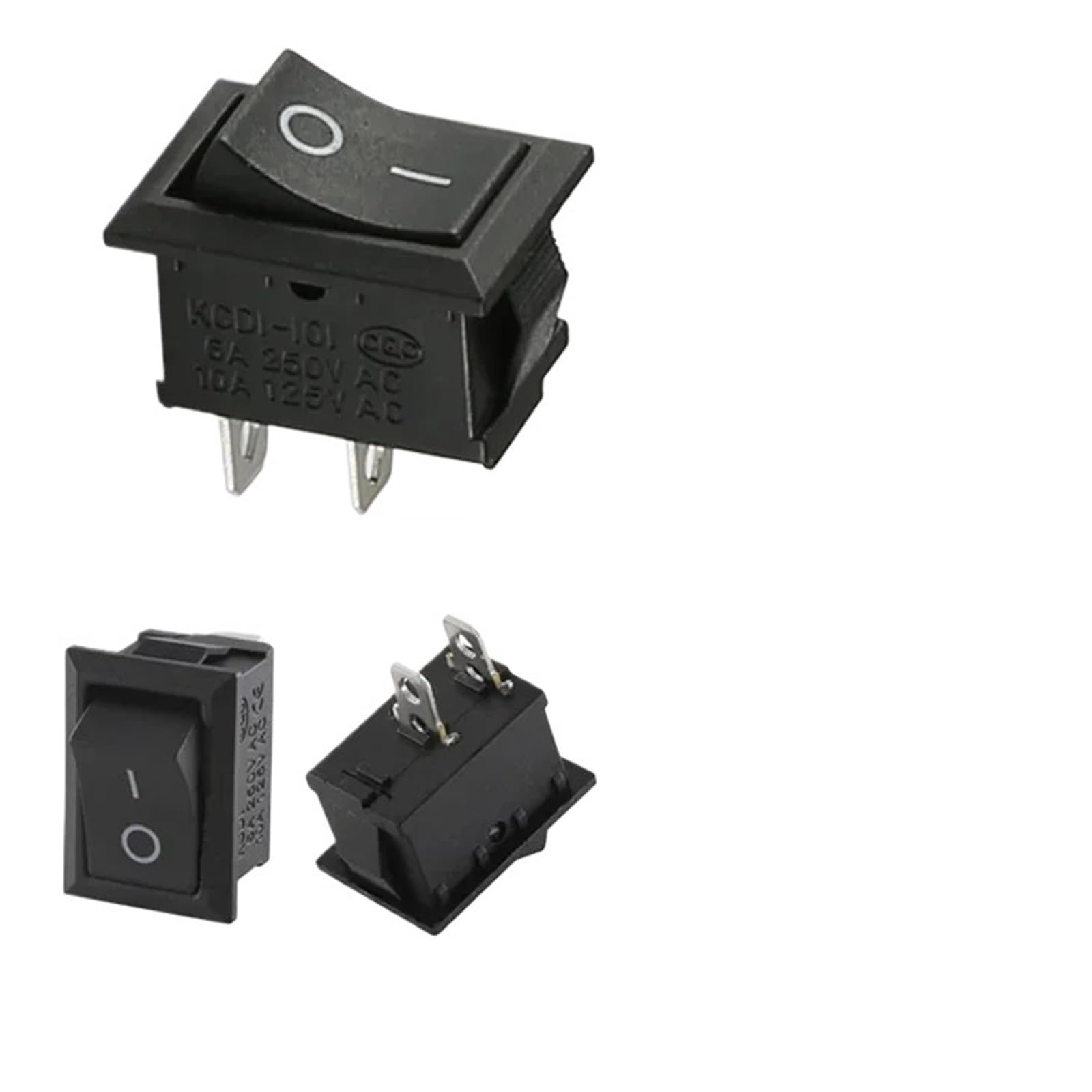 100/500 PCS KCD1 Snap On Rocker Switch 10A/125V AC&6A/250V AC Snap-In ON-OFF/ON-OFF-ON Marine Rocker Power Switch 21 * 15mm DERYLFGND(Black-2P,2000 PCS) von DERYLFGND