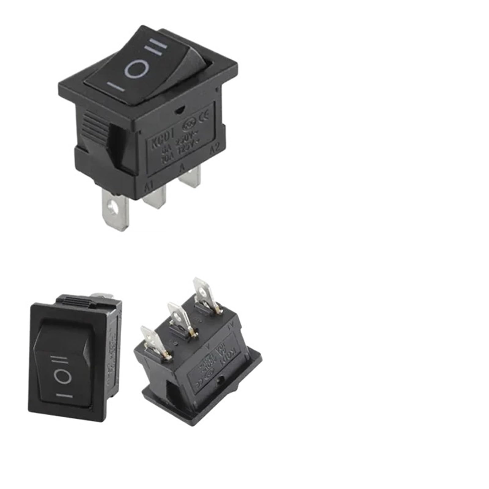 100/500 PCS KCD1 Snap On Rocker Switch 10A/125V AC&6A/250V AC Snap-In ON-OFF/ON-OFF-ON Marine Rocker Power Switch 21 * 15mm DERYLFGND(Black-3P-ON-OFF-ON,2000 PCS) von DERYLFGND