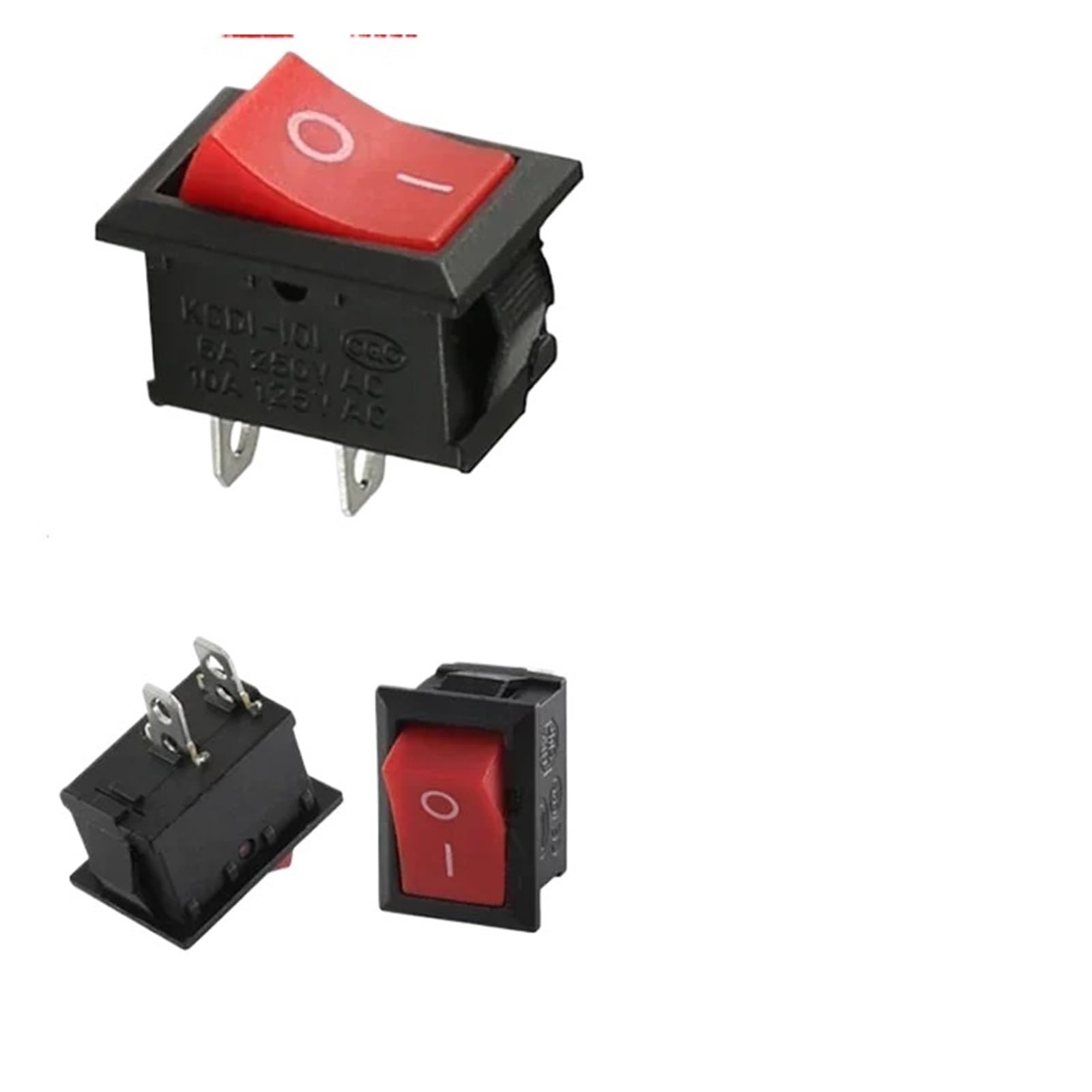 100/500 PCS KCD1 Snap On Rocker Switch 10A/125V AC&6A/250V AC Snap-In ON-OFF/ON-OFF-ON Marine Rocker Power Switch 21 * 15mm DERYLFGND(Red-2P,2000 PCS) von DERYLFGND