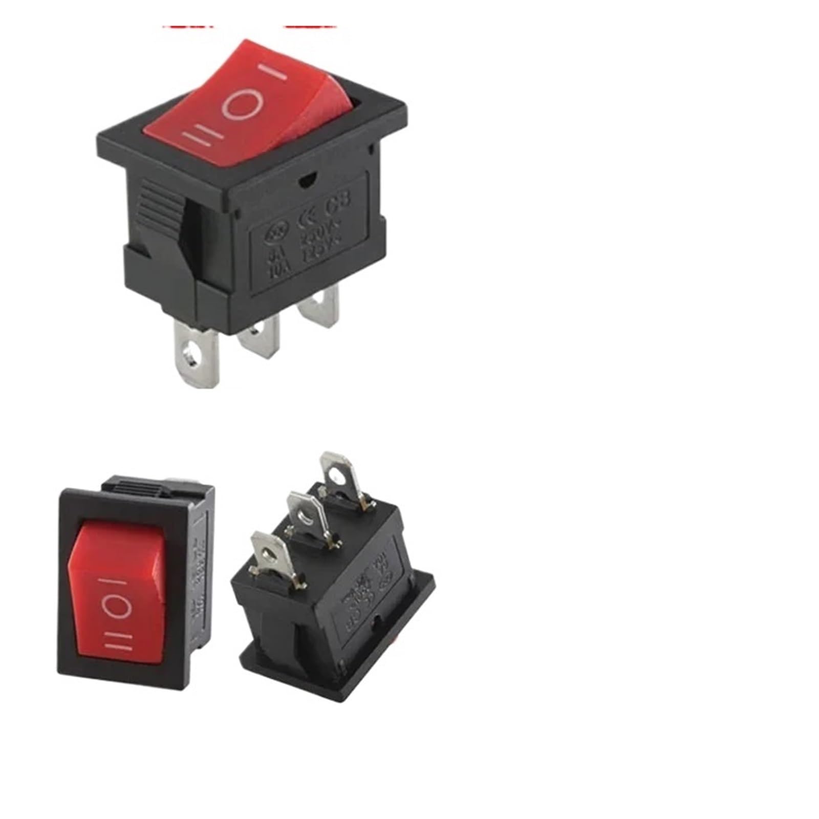 100/500 PCS KCD1 Snap On Rocker Switch 10A/125V AC&6A/250V AC Snap-In ON-OFF/ON-OFF-ON Marine Rocker Power Switch 21 * 15mm DERYLFGND(Red-3P-ON-OFF-ON,2000 PCS) von DERYLFGND