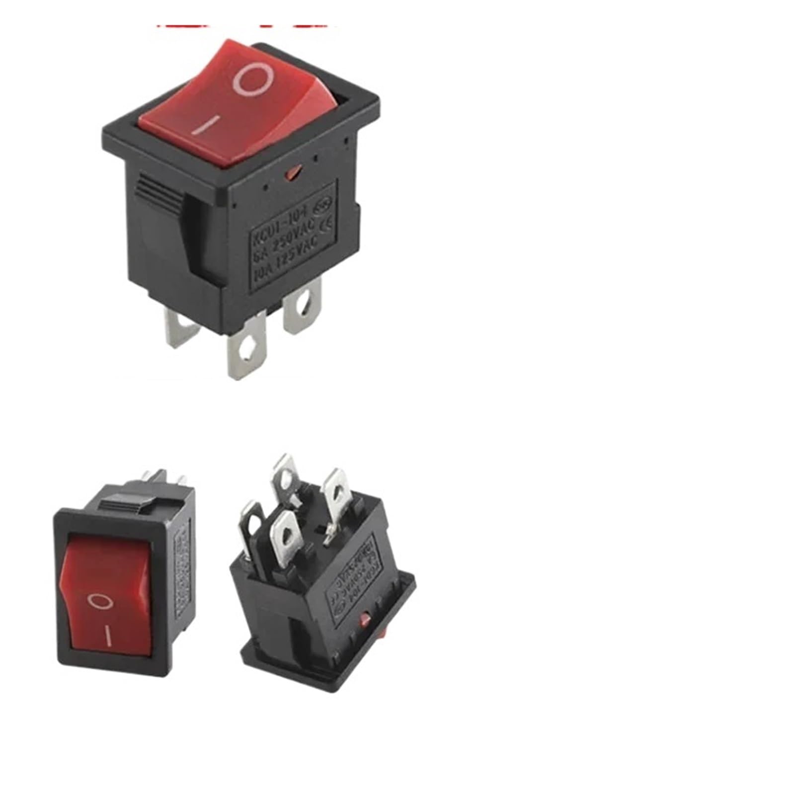 100/500 PCS KCD1 Snap On Rocker Switch 10A/125V AC&6A/250V AC Snap-In ON-OFF/ON-OFF-ON Marine Rocker Power Switch 21 * 15mm DERYLFGND(Red-4P,2000 PCS) von DERYLFGND