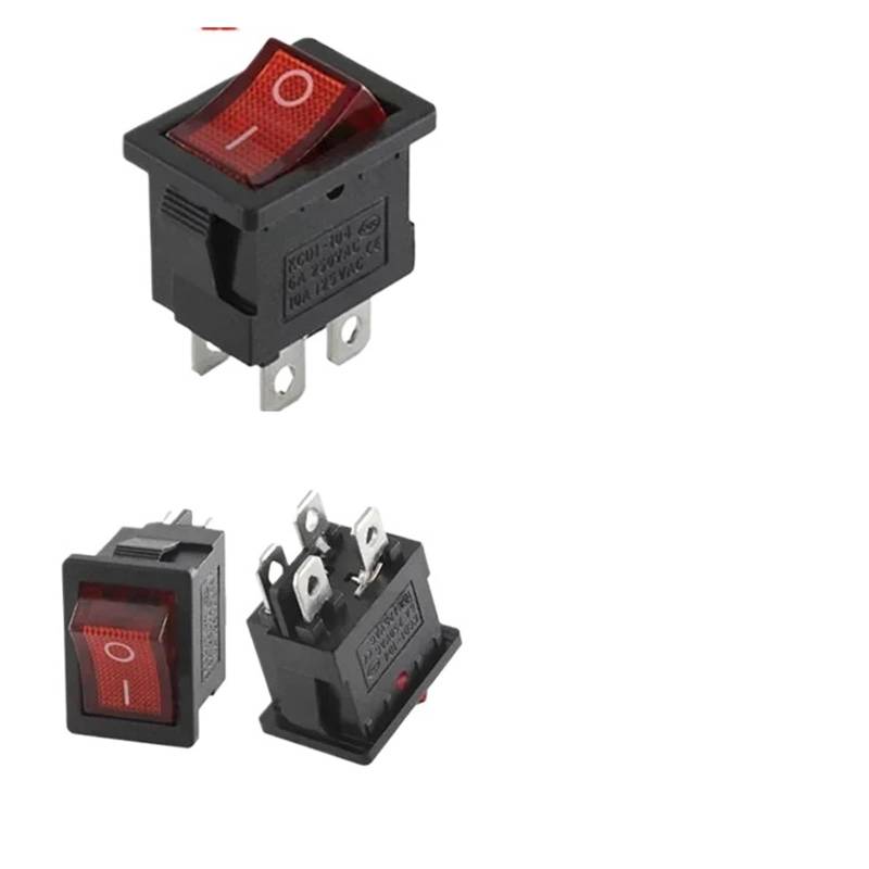 100/500 PCS KCD1 Snap On Rocker Switch 10A/125V AC&6A/250V AC Snap-In ON-OFF/ON-OFF-ON Marine Rocker Power Switch 21 * 15mm DERYLFGND(Red-Light-4P,2000 PCS) von DERYLFGND