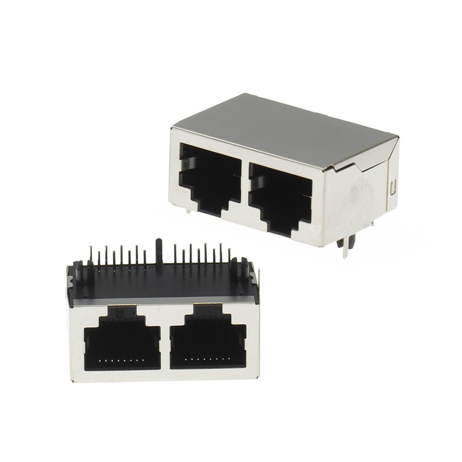 100PCS 1 * 2 RJ45 Metal 16 Pin Female PCB Right Angle Board Jack Connector 8P8C Crystal Head Socket 1x2 21mm Network Interface DERYLFGND von DERYLFGND