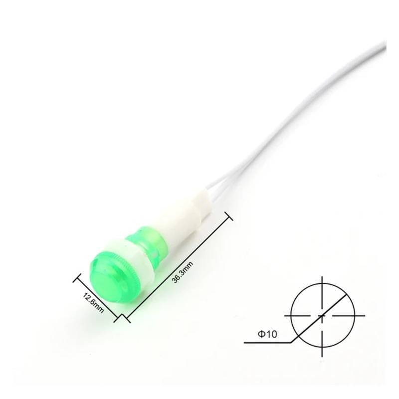 10PCS 10mm Signal Lamp Panel Mounting LED Indicator Red Green Yellow Light 12V 24V 380V 220V Guiding DERYLFGND(24V Green) von DERYLFGND