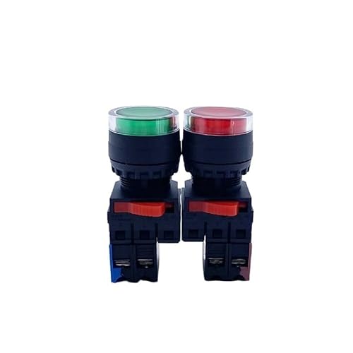 10PCS Illuminated Push Button Switch LA38-10D Reset Momentary Self Locking Start Stop Power Control 22mm LAY38S DERYLFGND(Green,RESET MOMENTARY_1NC_220V AC DC) von DERYLFGND