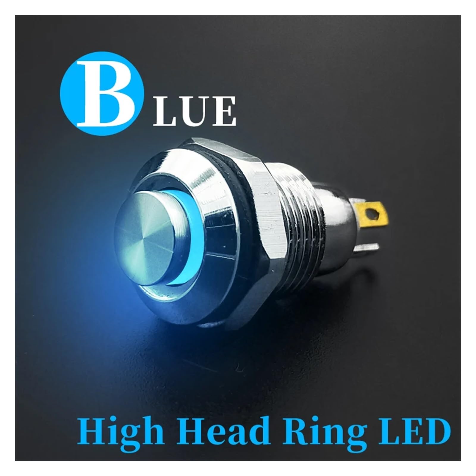 10mm Colored Waterproof Metal Push Button Switch LED Light Self-locking/self Resetting 3V 5V 6V 12V 24V 36V 110V 220V DERYLFGND(Blue,MOMENTARY SELF-RESET_12-24V) von DERYLFGND