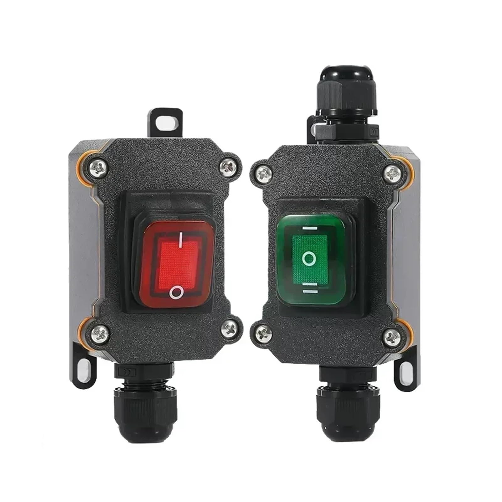 12V/24V/220V Waterproof Marine Rocker Switch With LED Outdoor Junction Box Inline Power Cord Power Switch IP65,Screw Wiring DERYLFGND(Double green 220V) von DERYLFGND